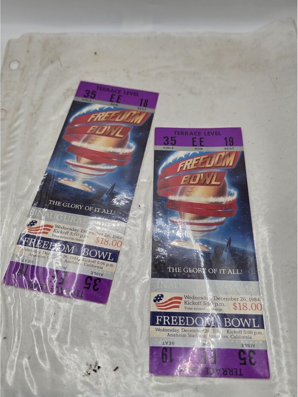 1984 Freedom Bowl Two  Tickets - Iowa Vs Texas College Football - Lot Of 2